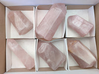 Polished Rose Quartz Points x 6 From Ambatondrazaka, Madagascar - Toprock Gemstones and Minerals