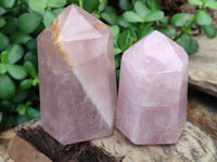 Polished Rose Quartz Points x 6 From Ambatondrazaka, Madagascar - Toprock Gemstones and Minerals
