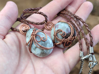 Polished Mixed Copper Wire Wrapped Pendants x 6 From Southern Africa - Toprock Gemstones and Minerals