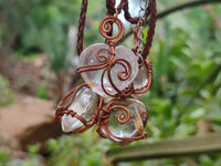 Polished Mixed Copper Wire Wrapped Pendants x 6 From Southern Africa - Toprock Gemstones and Minerals