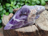 Polished Chevron Amethyst Witches Hat Crystals x 3 From Zambia - Toprock Gemstones and Minerals