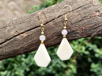 Polished White Onyx and Rose Quartz Earrings - Sold Per Pair - From China - Toprock Gemstones and Minerals