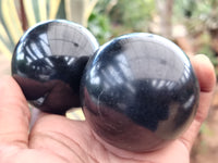 Polished Black Basalt Spheres x 12 From Madagascar - Toprock Gemstones and Minerals