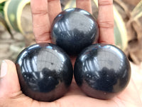 Polished Black Basalt Spheres x 12 From Madagascar - Toprock Gemstones and Minerals