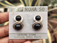 Polished Black Jade Stud Earrings - sold per pair - From China - Toprock Gemstones and Minerals