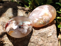 Polished Flower Agate Gallet / Palm Stones x 12 From Madagascar - Toprock Gemstones and Minerals