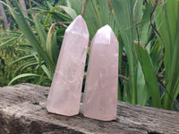 Polished Rose Quartz Points x 2 From Madagascar - Toprock Gemstones and Minerals