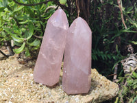 Polished Rose Quartz Points x 2 From Madagascar - Toprock Gemstones and Minerals