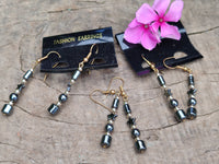 Hand Made Pair of Hematite Ball and Star Earrings - Sold Per Pair - From China - Toprock Gemstones and Minerals