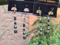 Hand Made Pair of Hematite Ball and Star Earrings - Sold Per Pair - From China - Toprock Gemstones and Minerals