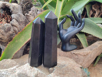 Polished Black Basalt Points x 4 From Antsirabe, Madagascar - Toprock Gemstones and Minerals
