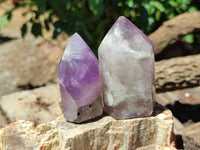 Polished Chevron Amethyst Points x 6 From Madagascar - Toprock Gemstones and Minerals