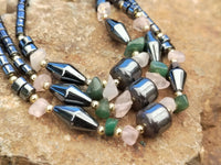 Polished Hematite and Mixed Bead Necklace - Sold Per Item - From Southern Africa - Toprock Gemstones and Minerals