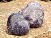 Polished Lepidolite With Pink Tourmaline Gemstone Hearts x 6 From Madagascar - Toprock Gemstones and Minerals
