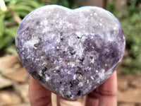 Polished Lepidolite With Pink Tourmaline Gemstone Hearts x 6 From Madagascar - Toprock Gemstones and Minerals