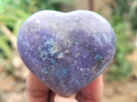 Polished Lepidolite With Pink Tourmaline Gemstone Hearts x 6 From Madagascar - Toprock Gemstones and Minerals