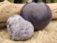 Polished Lepidolite With Pink Tourmaline Gemstone Hearts x 6 From Madagascar - Toprock Gemstones and Minerals