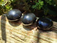 Polished Black Basalt Palm Stones x 26 From Antsirabe, Madagascar - Toprock Gemstones and Minerals