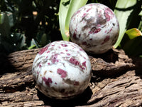 Polished Rubellite Pink Tourmaline Spheres x 2 From Ambatondrazaka, Madagascar - Toprock Gemstones and Minerals