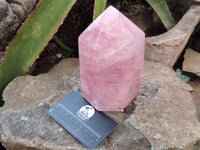 Polished Rose Quartz Points x 2 From Ambatondrazaka, Madagascar - Toprock Gemstones and Minerals