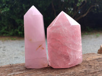 Polished Rose Quartz Points x 2 From Ambatondrazaka, Madagascar - Toprock Gemstones and Minerals