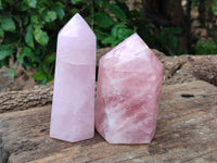 Polished Rose Quartz Points x 2 From Ambatondrazaka, Madagascar - Toprock Gemstones and Minerals