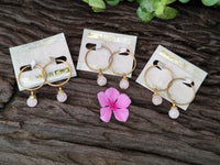 Hand Made Rose Quartz Hoop Earrings - Sold Per Pair - From Namibia - Toprock Gemstones and Minerals