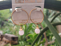 Hand Made Rose Quartz Hoop Earrings - Sold Per Pair - From Namibia - Toprock Gemstones and Minerals