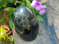 Polished Black Tourmaline Standing Free Forms x 2 From Madagascar - Toprock Gemstones and Minerals