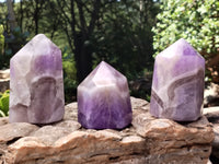 Polished Chevron Amethyst Points x 6 From Madagascar - Toprock Gemstones and Minerals