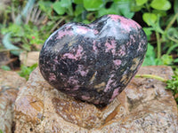 Polished Rhodonite Gemstone Hearts x 4 From Madagascar - Toprock Gemstones and Minerals