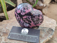 Polished Rhodonite Gemstone Hearts x 4 From Madagascar - Toprock Gemstones and Minerals