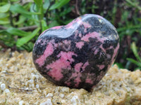 Polished Rhodonite Gemstone Hearts x 4 From Madagascar - Toprock Gemstones and Minerals