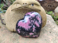 Polished Rhodonite Gemstone Hearts x 4 From Madagascar - Toprock Gemstones and Minerals