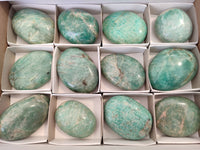 Polished Amazonite Palm Stones x 12 from Madagascar - Toprock Gemstones and Minerals