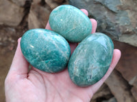 Polished Amazonite Palm Stones x 12 from Madagascar - Toprock Gemstones and Minerals