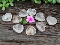 Polished Clear Quartz Gemstone Hearts x 12 From Madagascar - Toprock Gemstones and Minerals