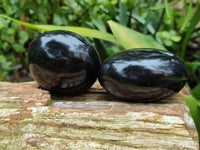 Polished Black Basalt Palm Stones x 12 From Antsirabe, Madagascar - Toprock Gemstones and Minerals