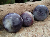 Polished Lepidolite with Pink Rubellite Palm Stones x 24 From Ambatondrazaka, Madagascar - Toprock Gemstones and Minerals