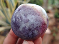 Polished Lepidolite with Pink Rubellite Palm Stones x 24 From Ambatondrazaka, Madagascar - Toprock Gemstones and Minerals