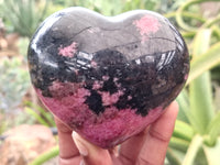 Polished Rhodonite Gemstone Hearts x 3 From Madagascar - Toprock Gemstones and Minerals