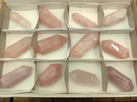 Polished Double Terminated Rose Quartz Points x 12 From Ambatondrazaka, Madagascar - Toprock Gemstones and Minerals