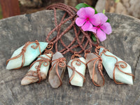 Hand Made Copper Wire Wrapped Pendants x 6 From Southern Africa - Toprock Gemstones and Minerals