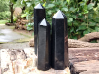 Polished Black Basalt Points x 6 From Antsirabe, Madagascar - Toprock Gemstones and Minerals