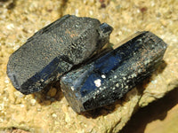 Natural Schorl Black Tourmaline Specimens x 6 From Erongo, Namibia - Toprock Gemstones and Minerals