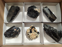 Natural Schorl Black Tourmaline Specimens x 6 From Erongo, Namibia - Toprock Gemstones and Minerals