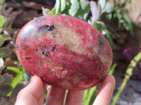 Polished Rhodonite Palm Stones x 3 From Zimbabwe - Toprock Gemstones and Minerals