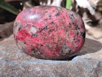 Polished Rhodonite Palm Stones x 3 From Zimbabwe - Toprock Gemstones and Minerals