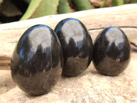 Polished Black Basalt Gemstone Eggs x 6 From Madagascar - Toprock Gemstones and Minerals