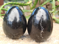 Polished Black Basalt Gemstone Eggs x 6 From Madagascar - Toprock Gemstones and Minerals